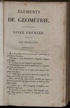 Éléments de Géométrie. Livre premier.