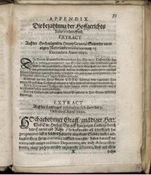appendix. Die bezahlung der Hoffgerichts Salarien betreffend