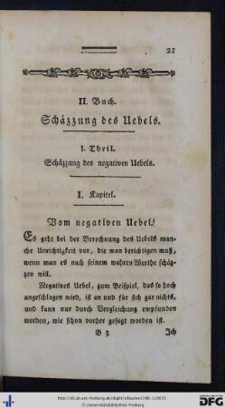 I. Theil. Schäzzung des negativen Übels.