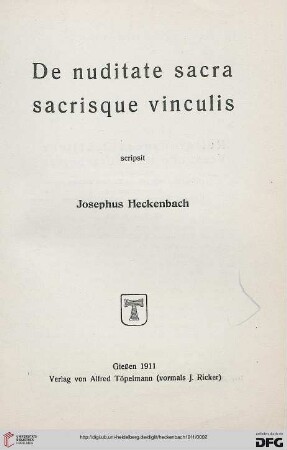 De nuditate sacra sacrisque vinculis