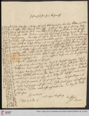 Korrespondenz Isaak Dorner / Carl Ullmann: Brief von Isaak August Dorner an Carl Ullmann