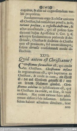 XXVI. Quid autem est Christianus?