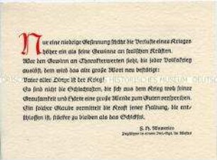 Postkarte mit militärischem Text