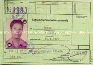 Ausweis der Bundesrepublik Deutschland für Schwerbehinderte