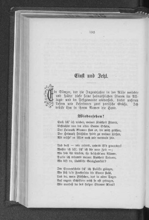 Einst und Jetzt.