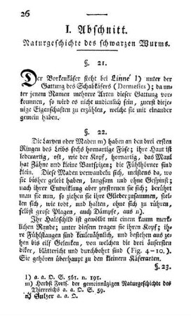 I. Abschnitt. Naturgeschichte des schwarzen Wurms.