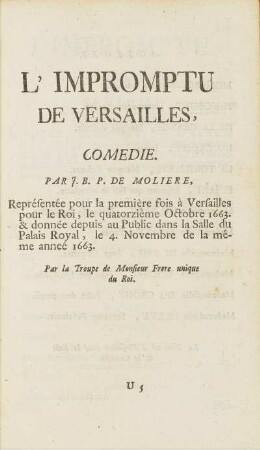 L'Impromptu De Versailles.