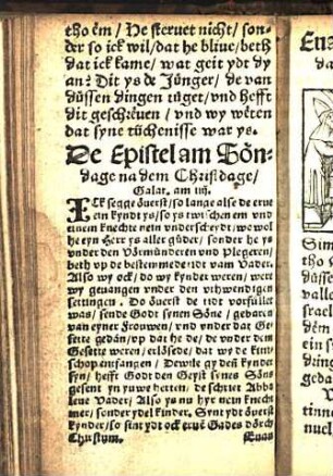 De Epistel am Söndage na dem Christdage/ Galat. am iiij. [Euangelion am Söndage na dem Christdage/ Luce am ij.]