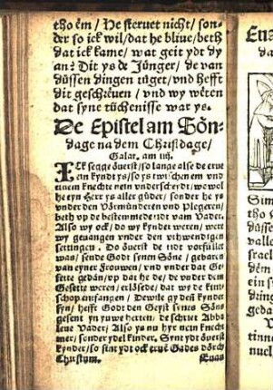De Epistel am Söndage na dem Christdage/ Galat. am iiij. [Euangelion am Söndage na dem Christdage/ Luce am ij.]