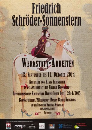 Ausstellungsplakat "Werkstatt-Arbeiten" des Künstlers Friedrich Schröder-Sonnenstern, 2014