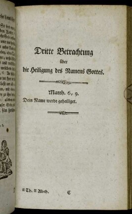 Dritte Betrachtung über die Heiligung des Namens Gottes.