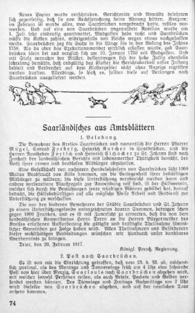 Saarländisches aus Amtsblättern