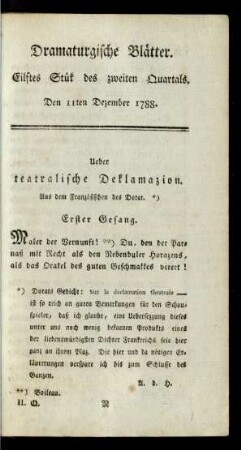 Eilftes Stük des zweiten Quartals