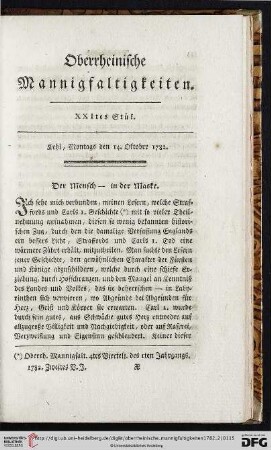 Oberrheinische Mannigfaltigkeiten : eine gemeinnützige Wochenschrift