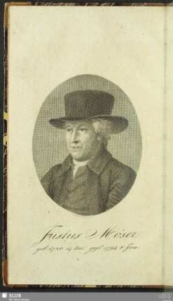 Justus Möser geb. 1720 14 Dec. gest. 1794 8 Jan.