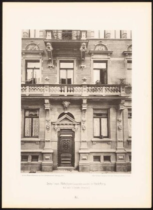 Wohnhaus Leopoldstraße, Heidelberg: Ansicht (aus: Moderne Neubauten, 1.Jg., 1894, hrsg. W. Kick)