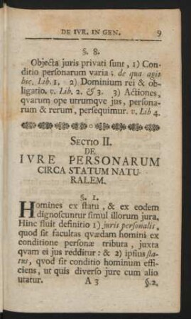Sectio II. De Iure Personarum Circa Statum Naturalem