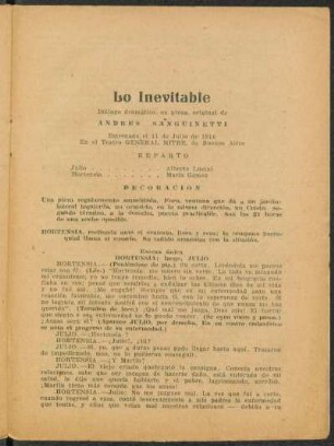 Lo inevitabel : díalogo dramático, en prosa, original