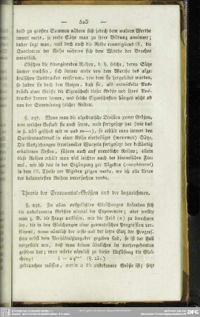 Theorie der Exponential-Größen und der Logarithmen