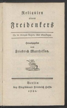 Reliquien eines Freidenkers