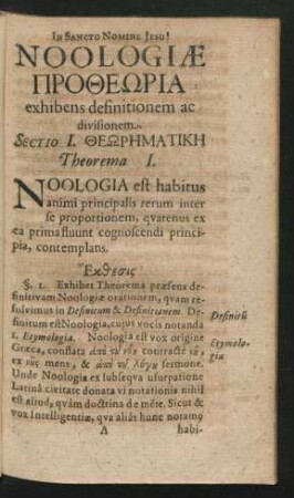 Noologiae ... exhibens definitionem ac divisionem.