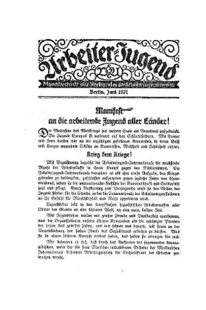 Manifest an die arbeitende Jugend aller Länder!