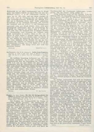 339 [Rezension] Aufhauser, Johannes B., Antike Jesus-Zeugnisse, vorgelegt. 2., verm. u. verb. Aufl
