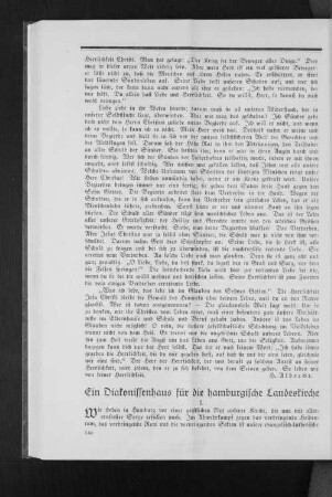Ein Diakonissenhaus für die hamburgische Landeskirche
