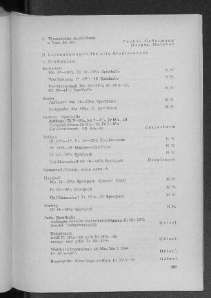 D. Leibesübungen für alle Studierende