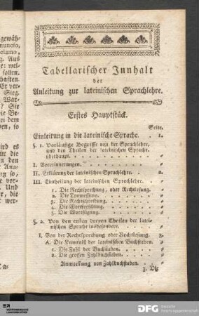 Tabellarischer Innhalt
