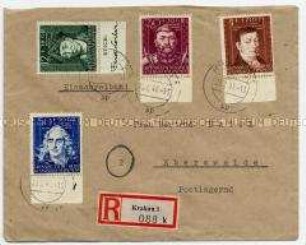 Briefumschlag mit Sondermarken aus dem "General- Gouvernement"
