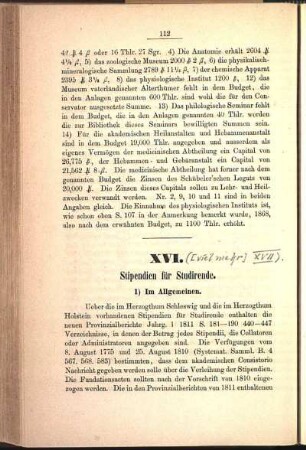 [XVII.] XVI. Stipendien für Studirende.
