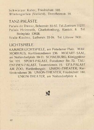 Tanz-Paläste ; Lichtspiele