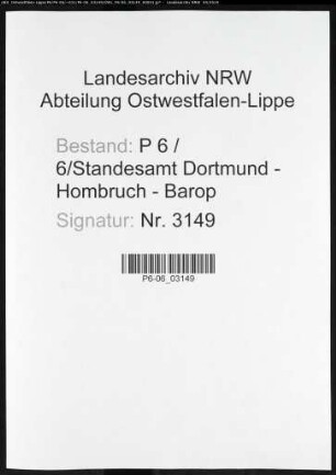 Sterberegister Standesamt Dortmund-Hombruch-Barop (XXIV)