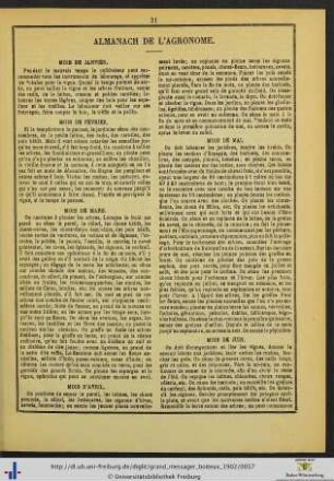 Almanach de l'Agronome.