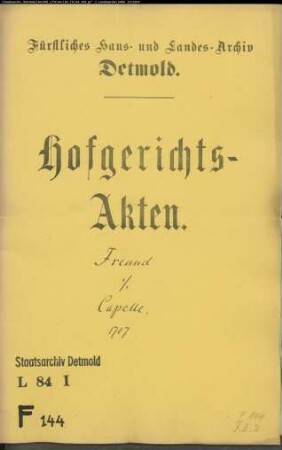 Freund, Witwe zu Lüdenhausen gegen David Hermann Capelles Witwe zu Salzuflen - Schuldforderung