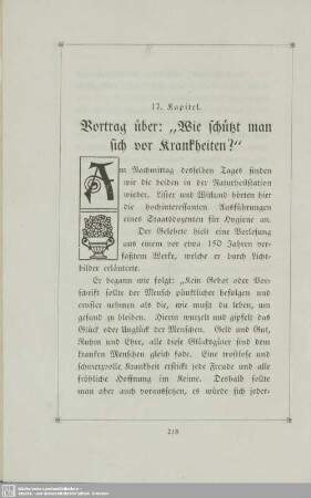 17. Vortrag über "Wie schützt man sich vor Krankheiten?"