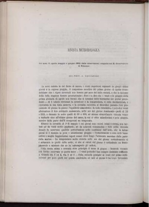 Rivista Meteorologica dei mesi di aprile, maggio e giugno 1865 dalle osservazioni eseguite nel R. Osservatorio di Palermo