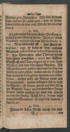 §. VIII. In dem der Affter-Pfaffe anficht den schönen Register der Catholischen Helden/ [...]