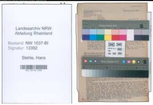 Entnazifizierung Hans Stehle , geb. 26.06.1905 (Verw.Inspektor)