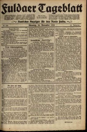 Ausgabe vom Dienstag, den 30. November 1920.