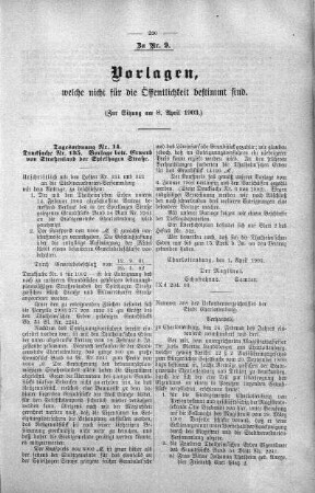 Vorlagen welche nicht für die Oeffentlichkeit bestimmt sind., 08. April 1903