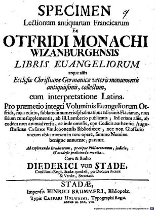 Specimen Lectionum antiquarum Francicarum [!]