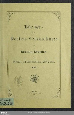 1895: Bücher- und Karten-Verzeichnis