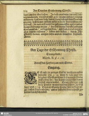Am Tage der Erscheinung Christi. Evangelium, Matth. II. v. 1-12.
