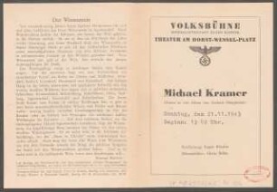 Michael Kramer : Drama in vier Akten