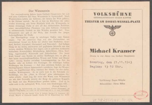 Michael Kramer : Drama in vier Akten