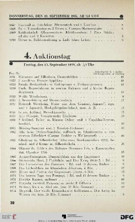 4. Auktionstag Freitag, den 13. September 1935, ½ 3 Uhr (Nr. 1051-1400)