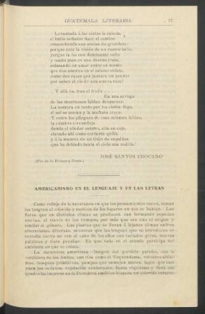 Americanismo en el lenguaje y en las letras