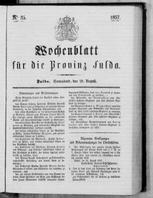 Nr. 35, Ausgabe vom 29. August 1857